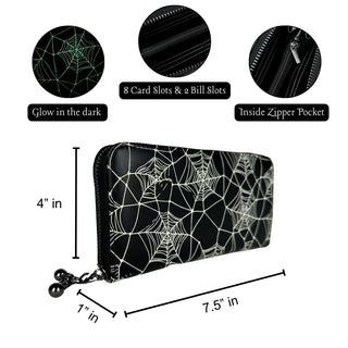 Glow in the dark Spiderweb Wallet Measurements