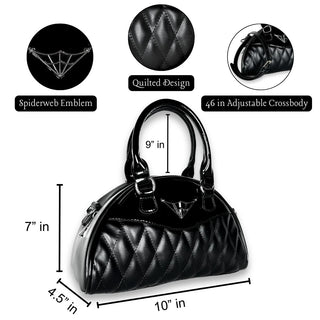 Gothabilly Quilted Handbag & Crossbody Bag Measurements