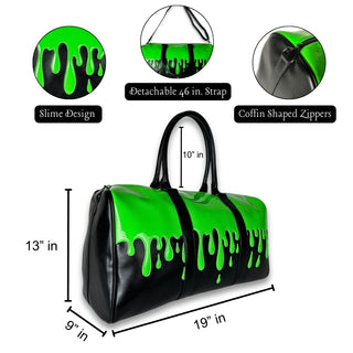 Green Slime Weekender Duffle Bag with measurements 