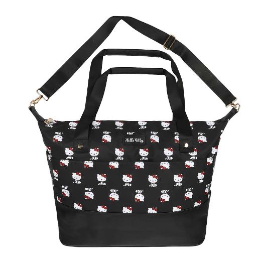 hello kitty travel tote bag Hello Kitty AOP Black Travel Tote Bag