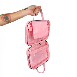 Spiderweb Puff Toiletry Bags with Built in clear Organizer