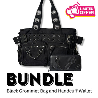 Black Convertible Belt Bag & Handcuff Wallet Bundle