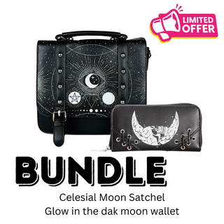 Celestial Moon Satchel and Glow in the dark moon wallet