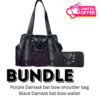 Purple Damask Studded Shoulder bag bundle