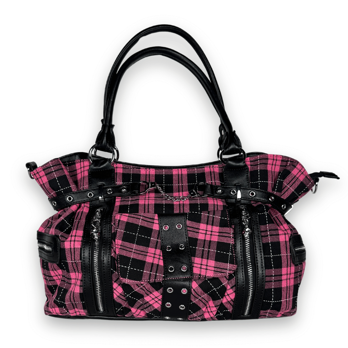 Punk Plaid Shoulder Bags Crossbody Bag Pink Plaid