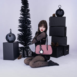 Pink Plaid Crimson Bowler Bag by Wicked Misfit
