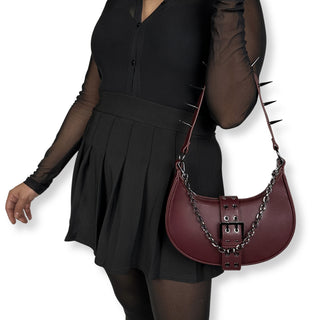 Plum Chain & Spikes Handbag / Shoulder Bags