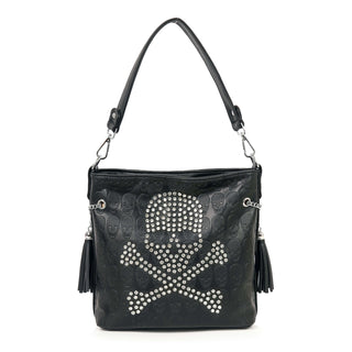 Rhinestone Skull embossed Hobo Bag