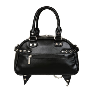 Backside of pierced handbag