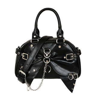 Pierced handbag with crossbody strap