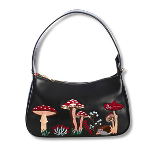 Embroidered Mushroom Field Shoulder Bag