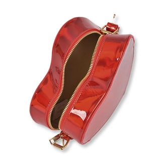 Metallic Red Heart Convertible Shoulder Bag