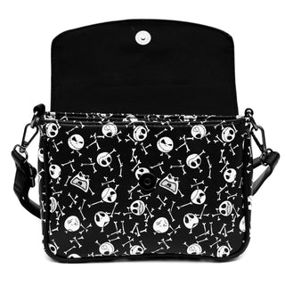 Nightmare Before Christmas Jack Faces and Bones Black White Crossbody Bag, Disney Bag