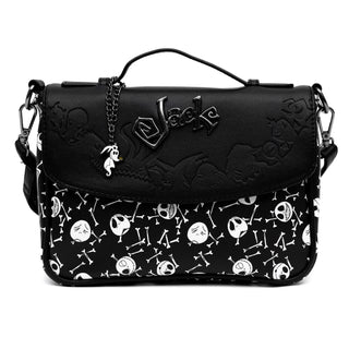 Nightmare Before Christmas Jack Faces and Bones Black White Crossbody Bag, Disney Bag