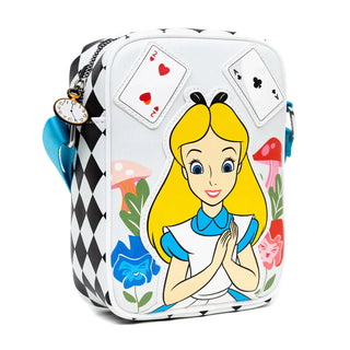 Disney Bag and Wallet Combo, Alice in Wonderland Cards Cheshire Cat Clock Crossbody Bag