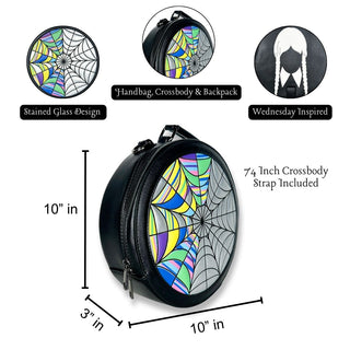 Wednesday Inspired Spiderweb Crossbody & Backpack with Measurements 