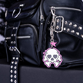 Wicked Skull Bag Charm on Moto Bag by Wicked Misfit
