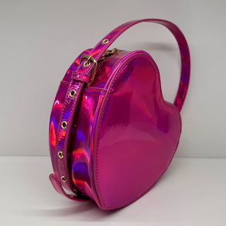 Metallic Pink Heart Convertible Shoulder Bag