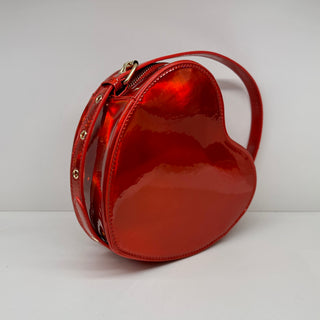 Metallic Red Heart Convertible Shoulder Bag