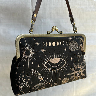 Celestial Kisslock Embroidered Convertible Bag