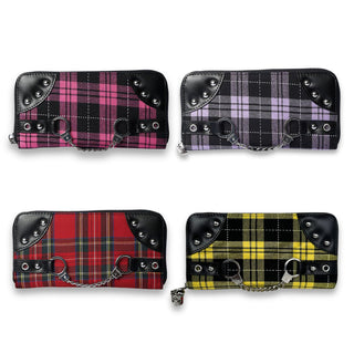 Plaid Studded Handcuff Wallets