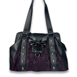 Purple Damask Studded Shoulder Bag