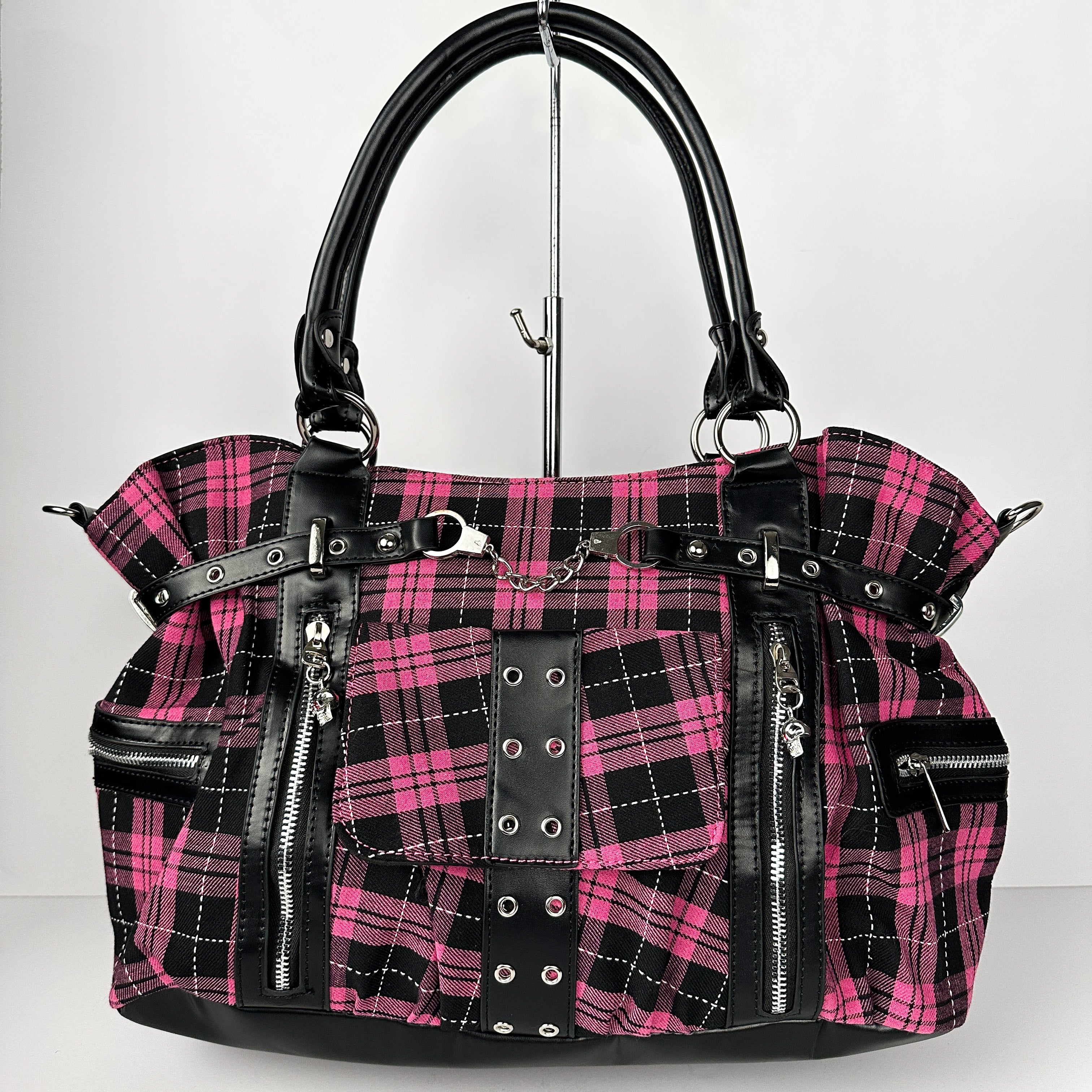 Pink plaid bag hot sale