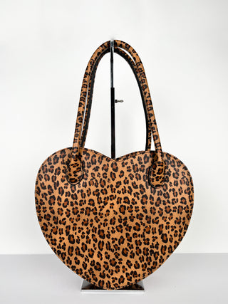Oversized Leopard Heart Convertible Handbag